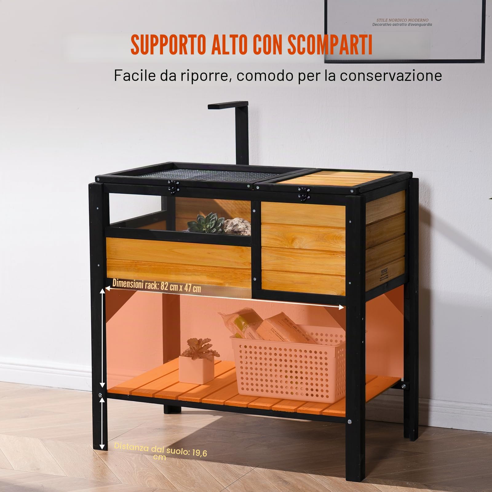 VEVOR Casetta in legno di cedro per tartarughe, per interni ed esterni, con supporto per luce, recinto per rettili, gechi, lucertole, serpenti