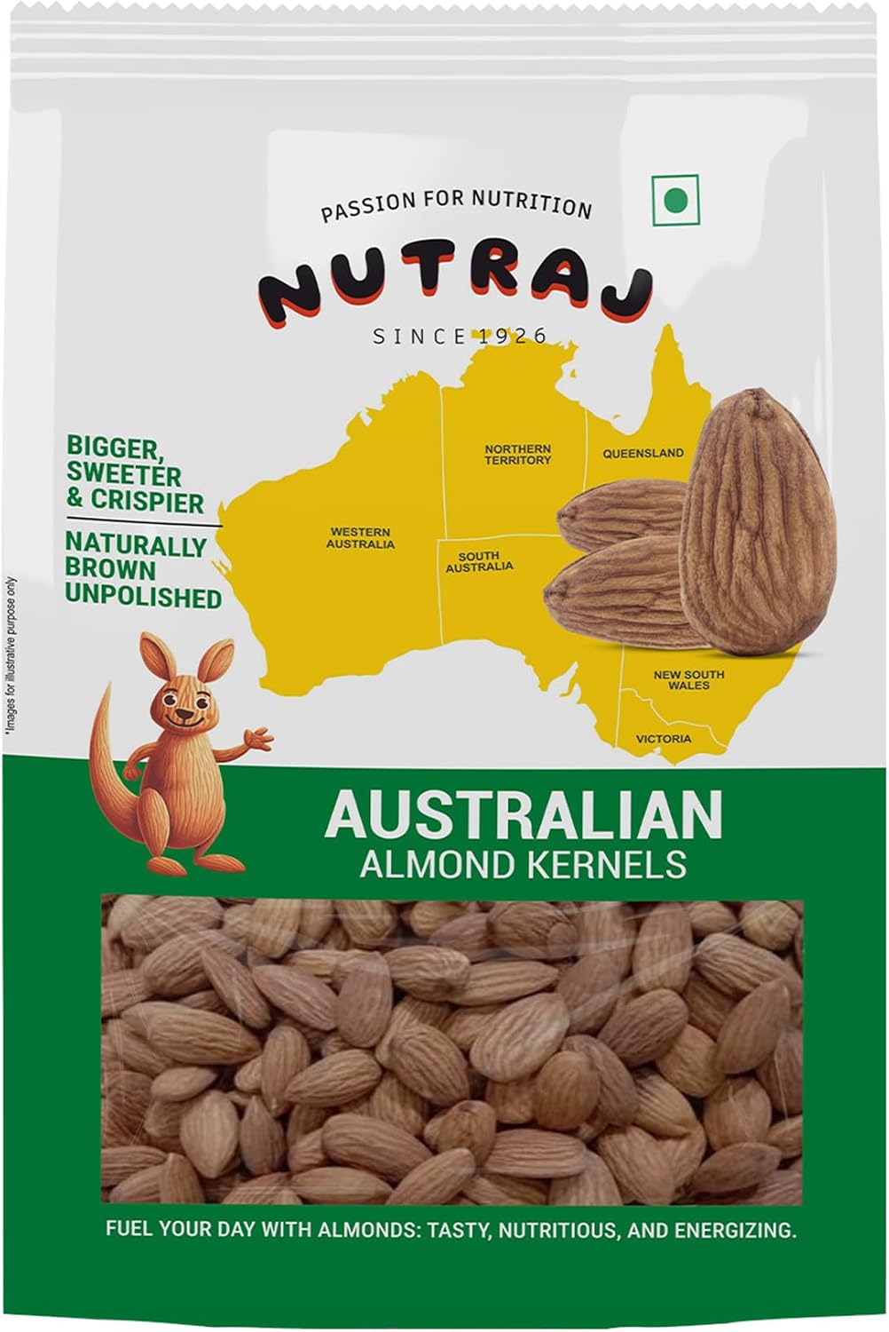 Nutraj Australian Almonds (Badam Giri) 1 kg Pouch - Whole | Dry Fruits and Nuts