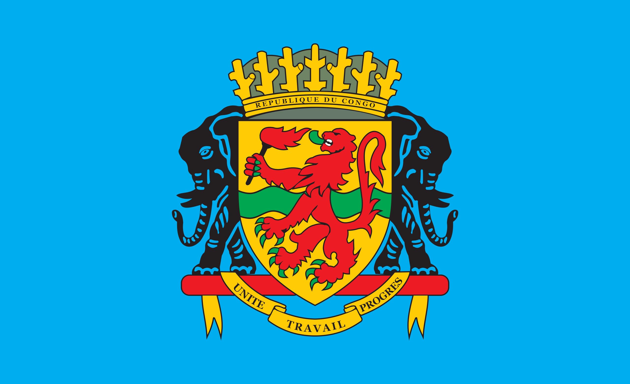 Drapeau du Congo avec armoiries grand format pour célébrations culturelles et pavillon marin