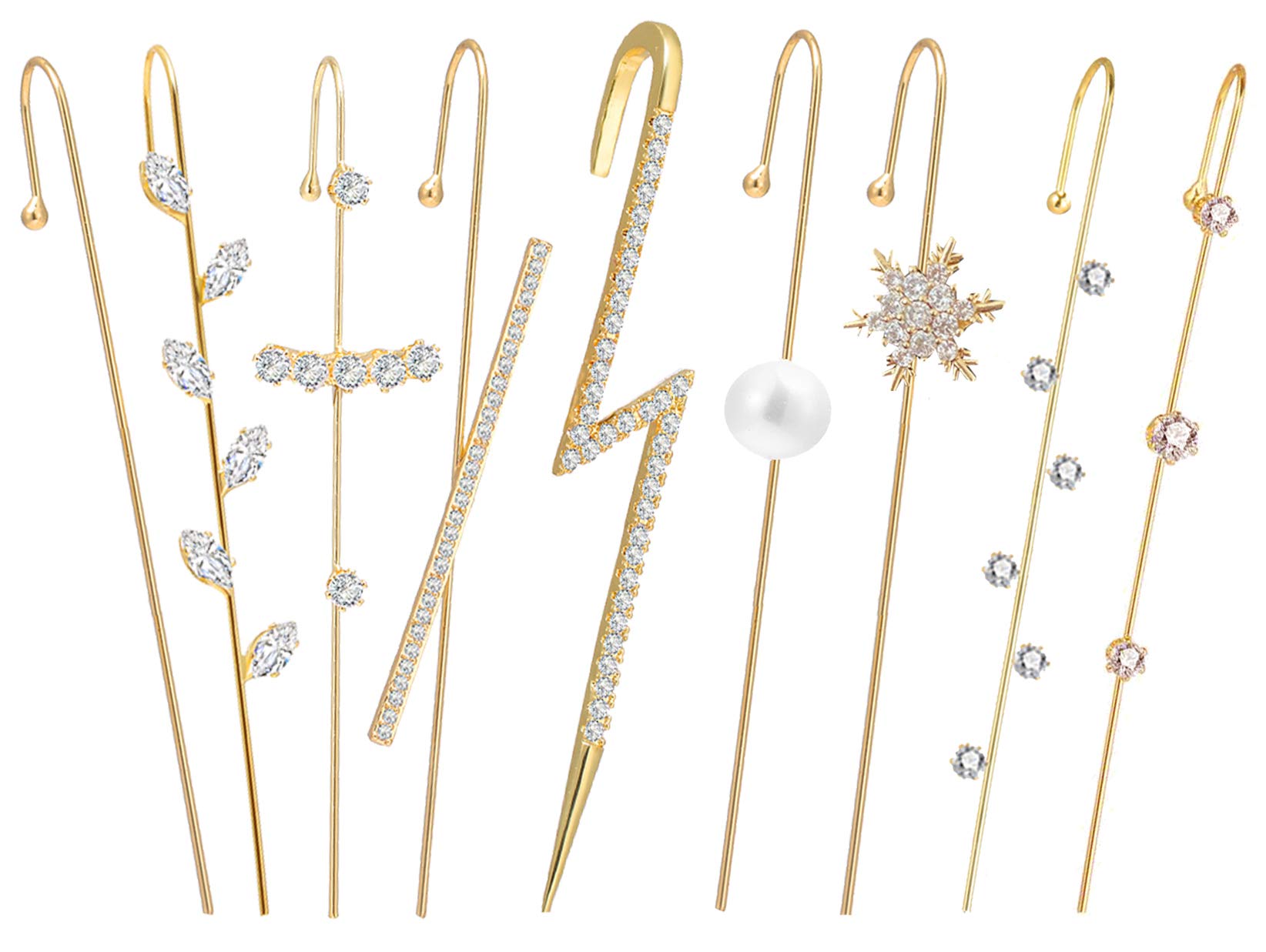 Ear Cuff Crawler Earrings for Women Helix Hook Earrings Wrap Snowflake Rhinestone Lightning Bolt Piercing Jewelry Trendy