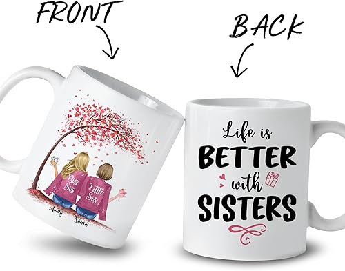 Miniatura 43 de Gossby Taza de café personalizada para hermana, regalo personalizado de 3 hermanas con diseño, nombre, cumpleaños, Navidad, amistad con temática 3