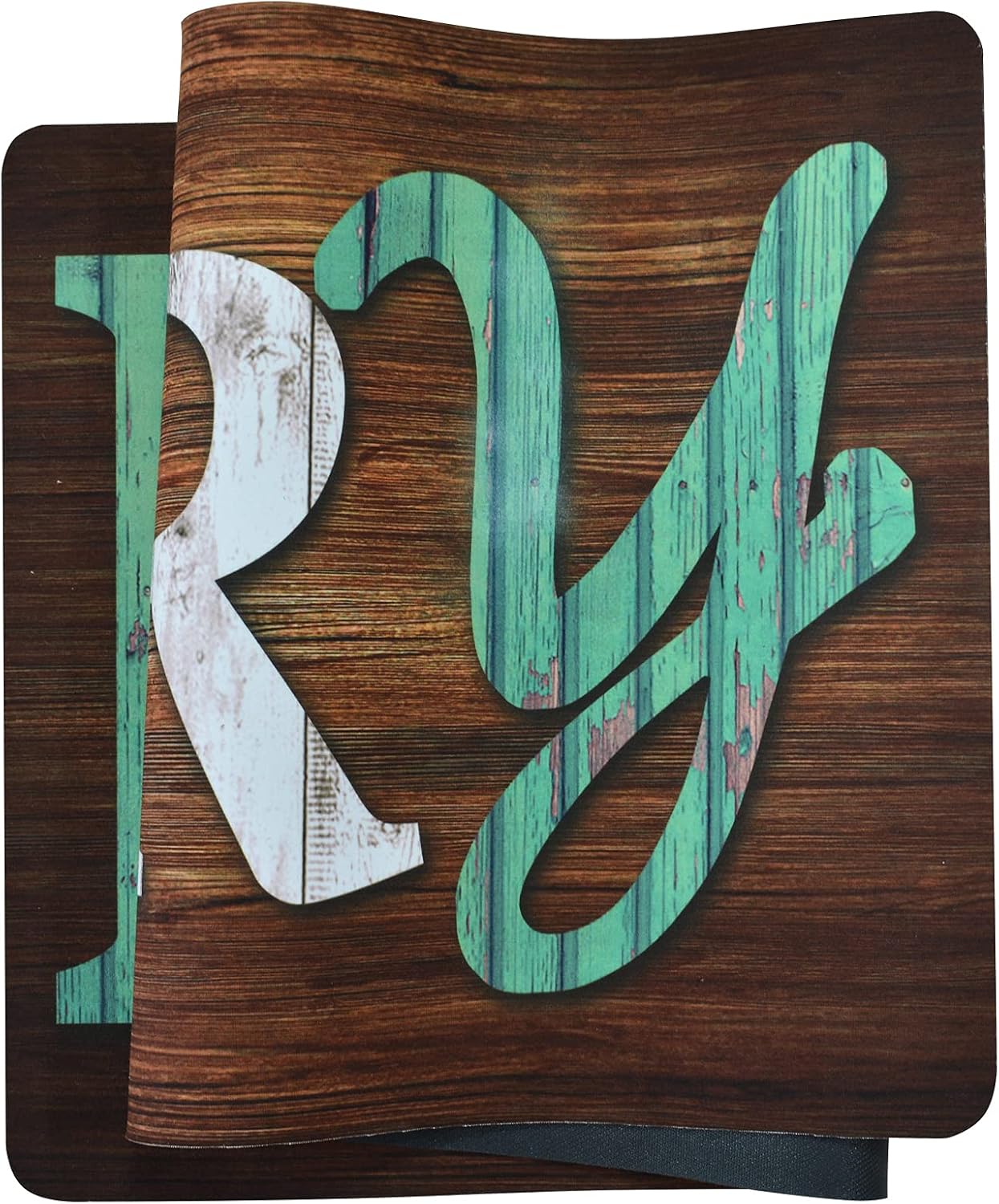 Laundry Room Mat Rug 2x4Ft Non-Skid Rubber Wood Printed Runner Carpet for Farmhouse Washhouse Washroom Kitchen 20 x48 inch, Brown, Turquoise