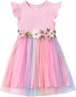 PATPAT Girl's Tulle Dress Tutu Party Birthday Poster Formal Fancy Flower Princess Dresses