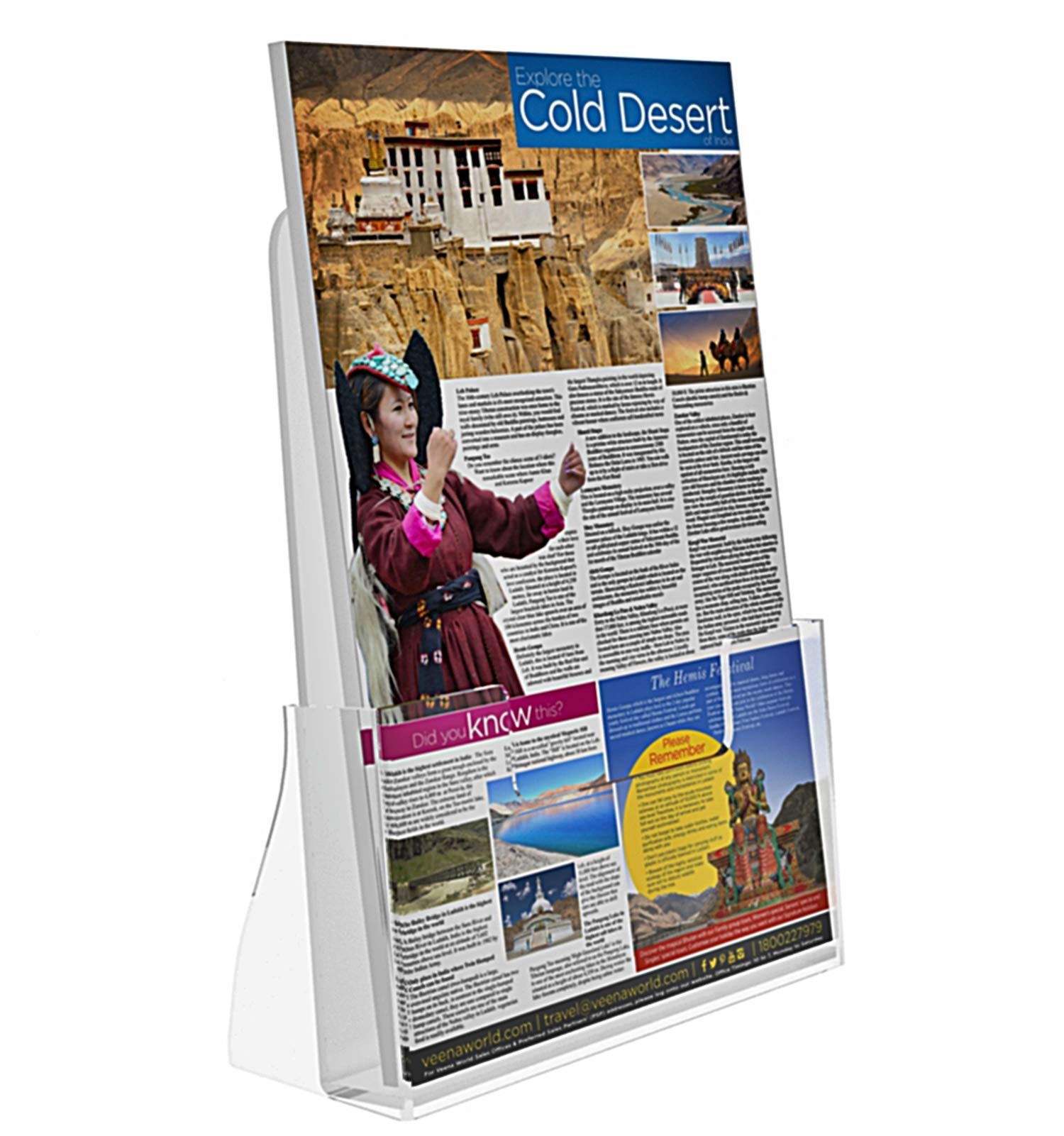 Elegant Creations Acrylic A4 Brochure Holder Paper size 8.5 x 11.6 inches 2 Pack, Clear Acrylic Literature Holder Flyer Organizer for Magazine, Pamphlet, Booklets. 3