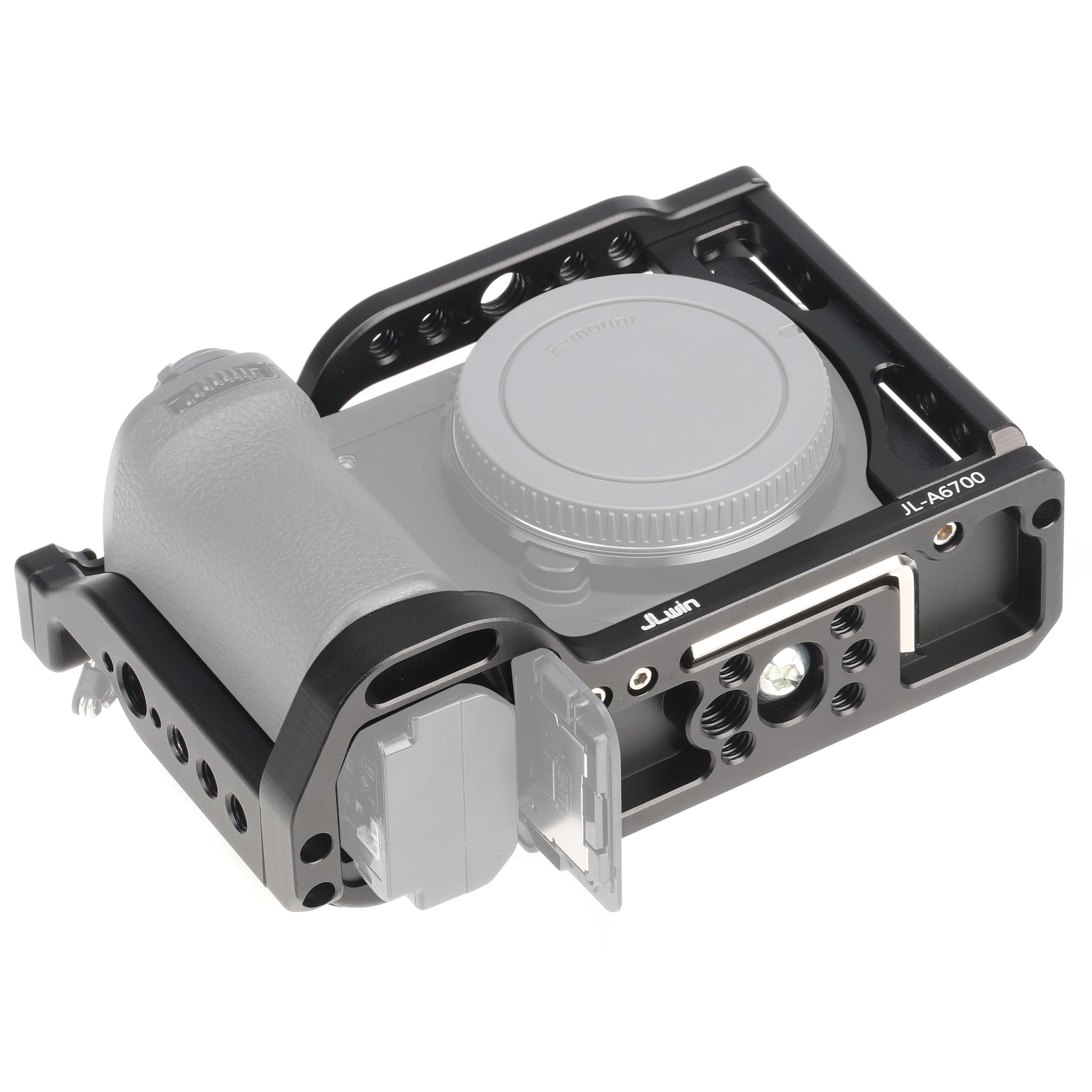 Hersmay A6700 Camera Cage Support, Video Stabilizer Kamera Jaula con Top Handle für Sony A6700 Kamera Zubehör DSLR Rig mit Cold Shoe, Handle Locating Holes, Multiple 1/4" 3/8" Screw Holes