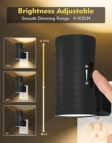 Miniatura 7 de Luces nocturnas enchufables a la pared, luz nocturna giratoria de 360 con sensor de luz, interruptor de luz de 3000 K5000 K, brillo ajustable de 0 a