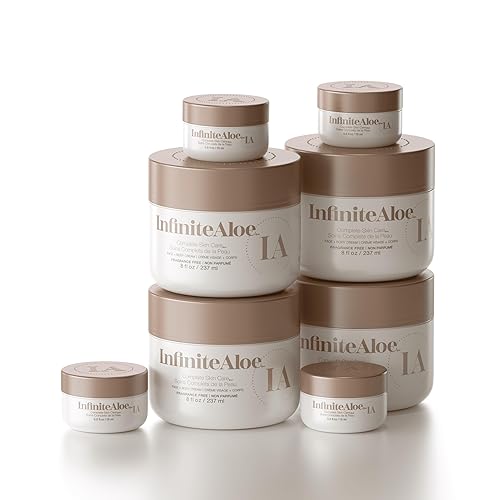 InfiniteAloe, Hidratante corporal y facial de aloe vera, crema facial sin fragancia, crema corporal, loción de manos para piel seca, 4 frascos