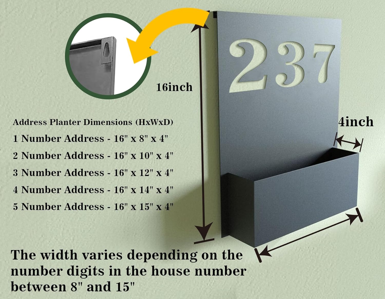 Personalized Address Sign with Planter Box, Personalized Metal Address Planter, Custom House Numbers, Address Planter Box, House Numbers Sign…, design 49