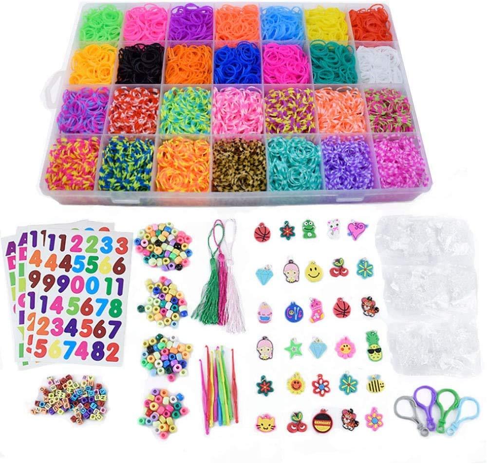 luckstar Rainbow Rubber Bands Mega Refill Bracelet Making Kit - Loom Bands Large Storage Container ,10000 Premium Loom Bands In Different Nice Colors