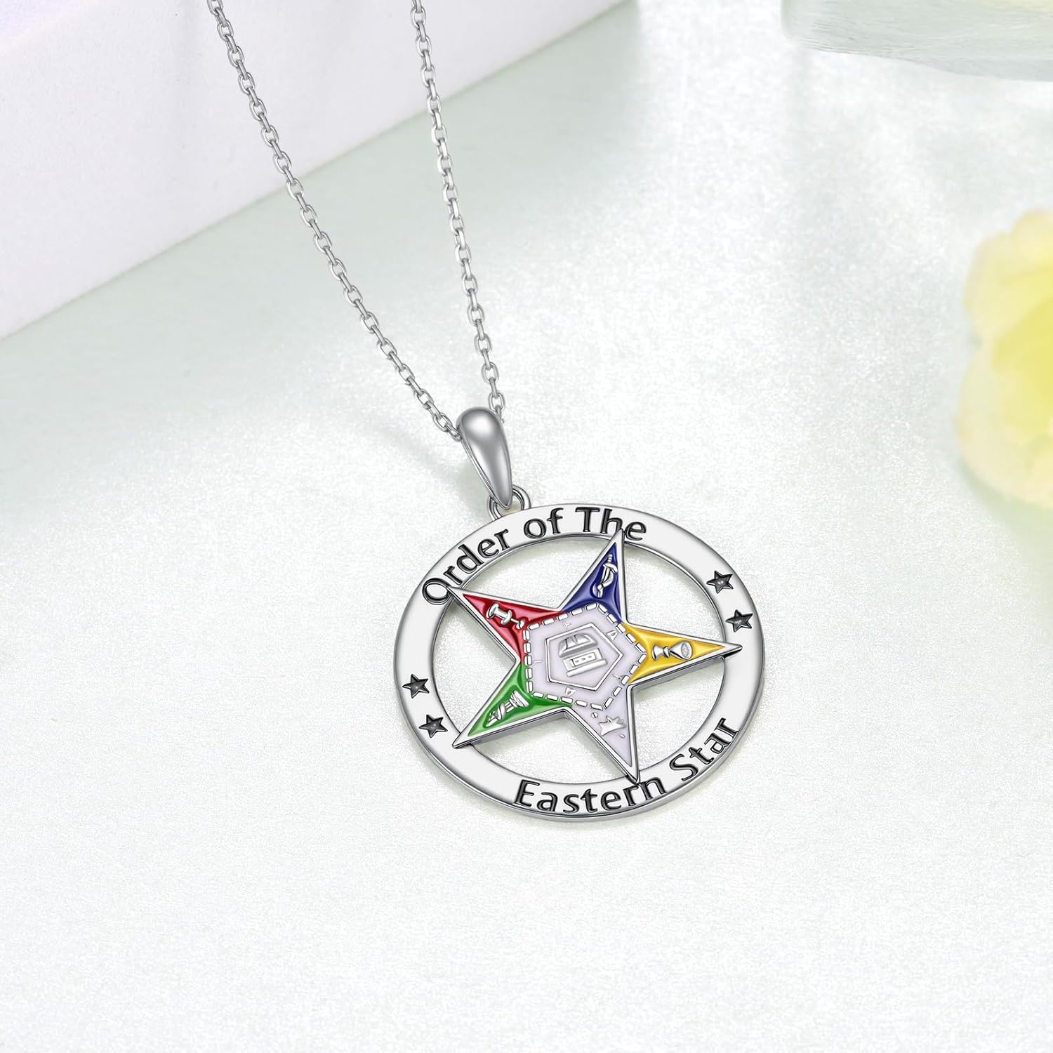 Order of The Eastern Star Pendant Necklace 925 Sterling Silver OES Necklace OES Sorority Jewelry Gifts for Women