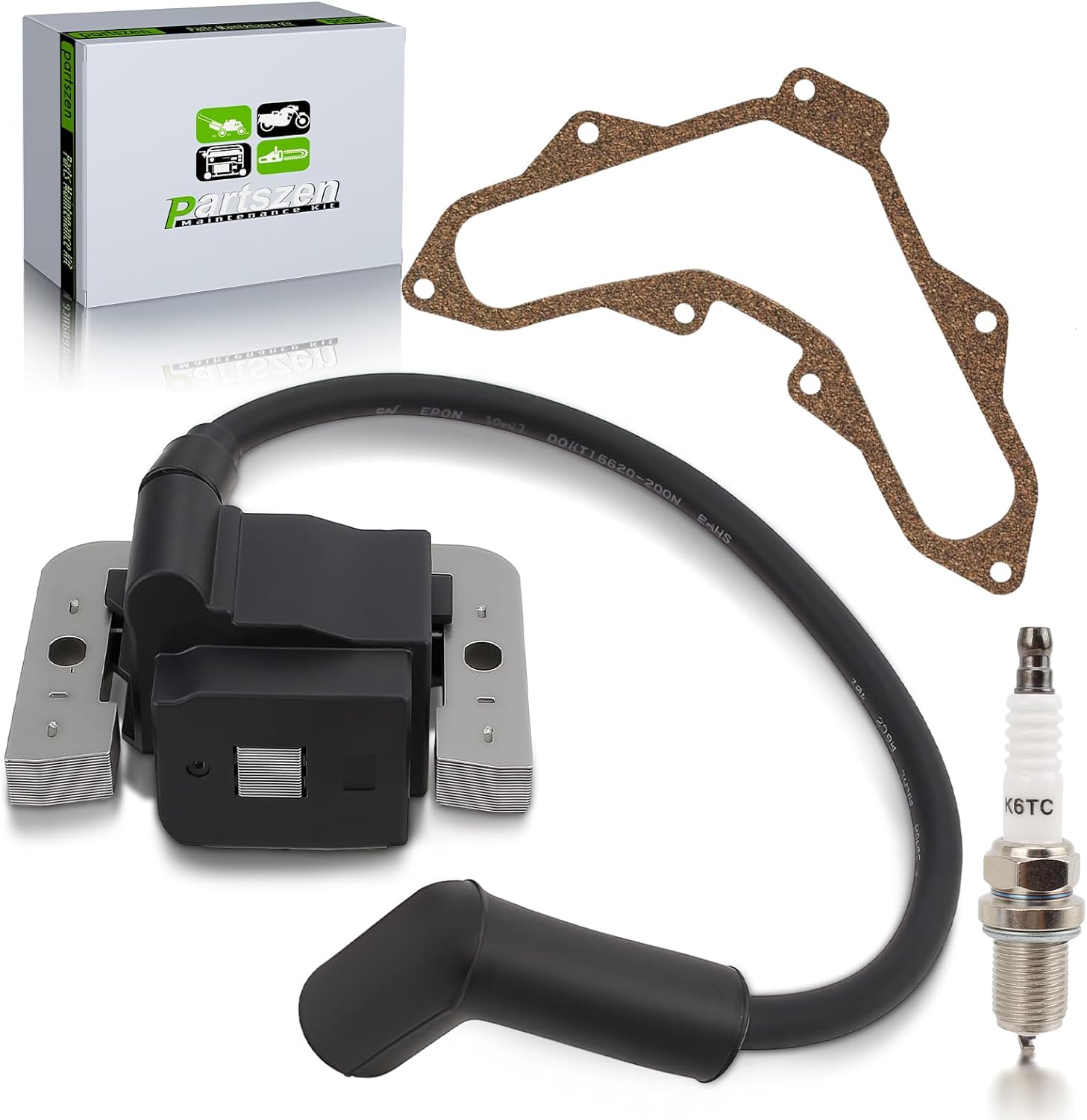 20 584 01-S Ignition Coil for Kohler 20 584 03-S 20 584 04-S for SV470 SV480 SV530 SV540 SV541 SV590 SV591 SV600 SV601 SV610 SV620 Tractor with EC12yc Spark Plug with 20 041 13-S Gasket