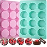 Actvty Round Chocolate Cookie Molds, New Size 12-Cavity Cylinder Chocolate Cover Cookie Silicone Molds for Candy Mini Cakes Jelly Baking（2 Pack）