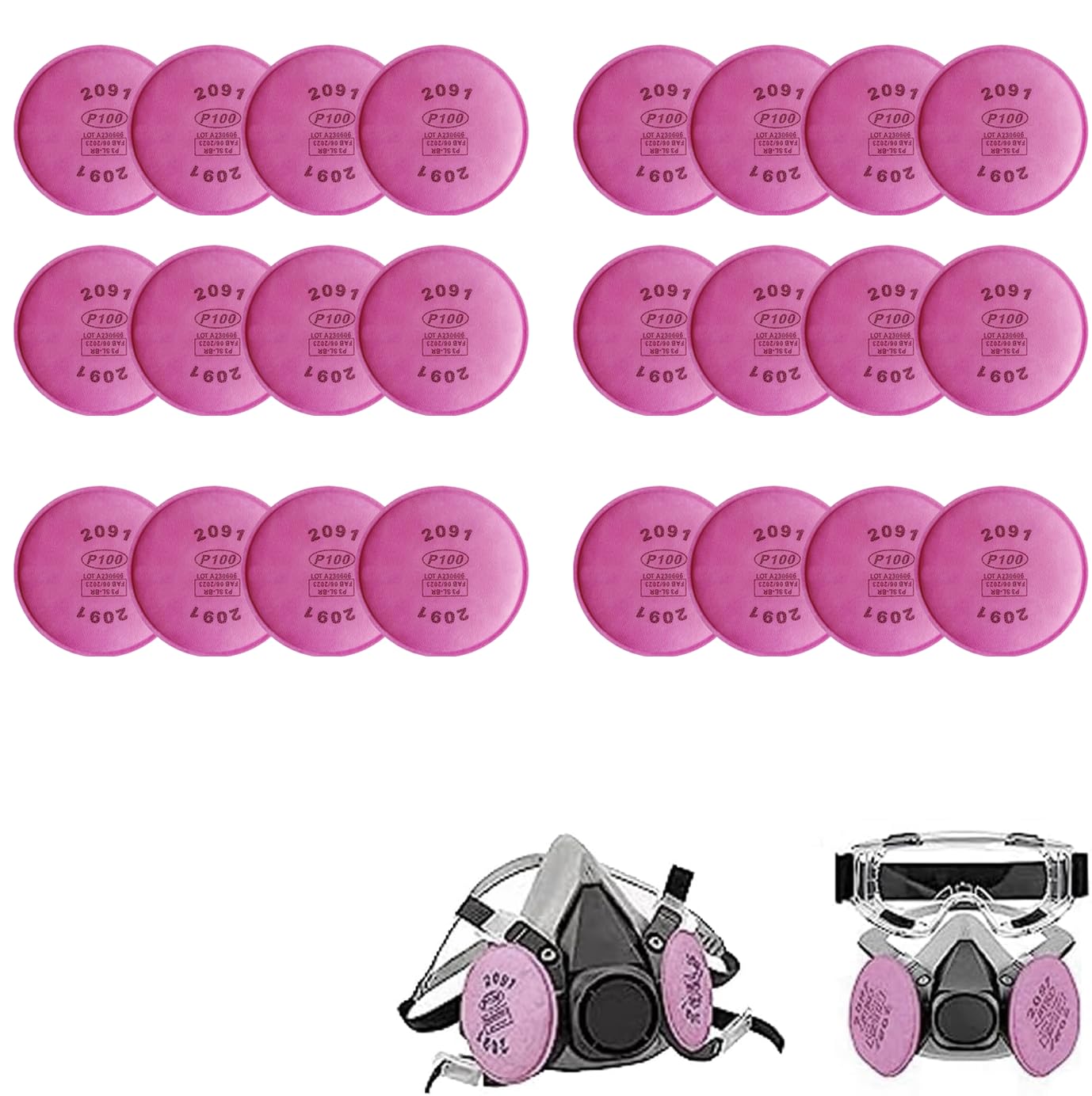12pcs 2097 Filters for Respirator, Particulate Filter Cotton for P100 Filter Holders Filter Retainer Replacement for 6000 6200 6800 7000 FF-4 Series Breathing Mask for Against Dust (2097-12pcs) — view 8