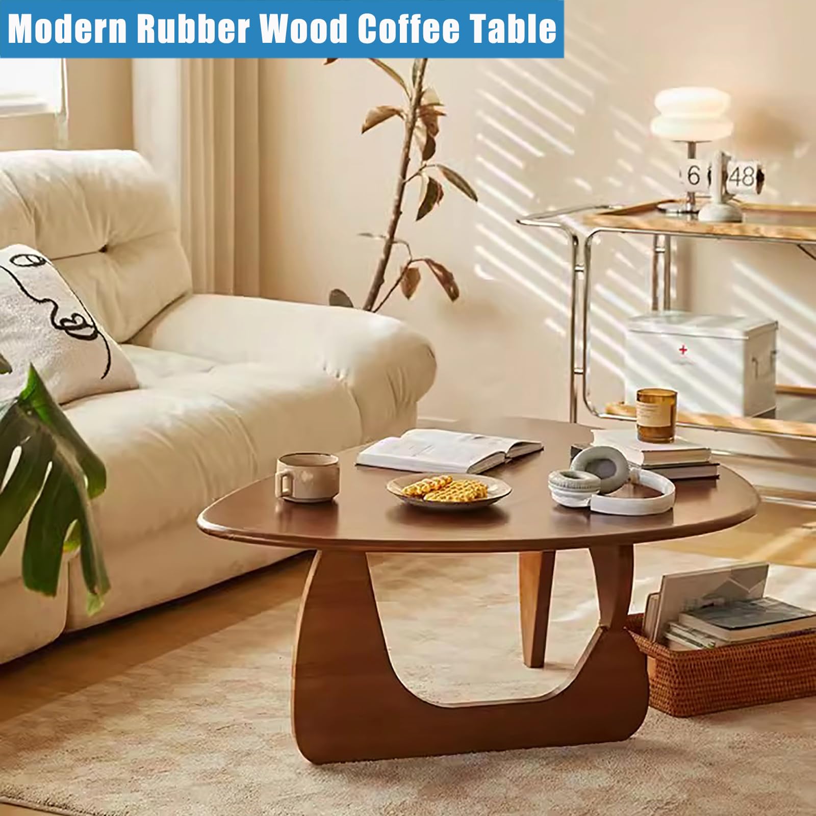 Amazon.com: Lebolna Triangle Coffee Table,Solid Wood,Mid-Century
