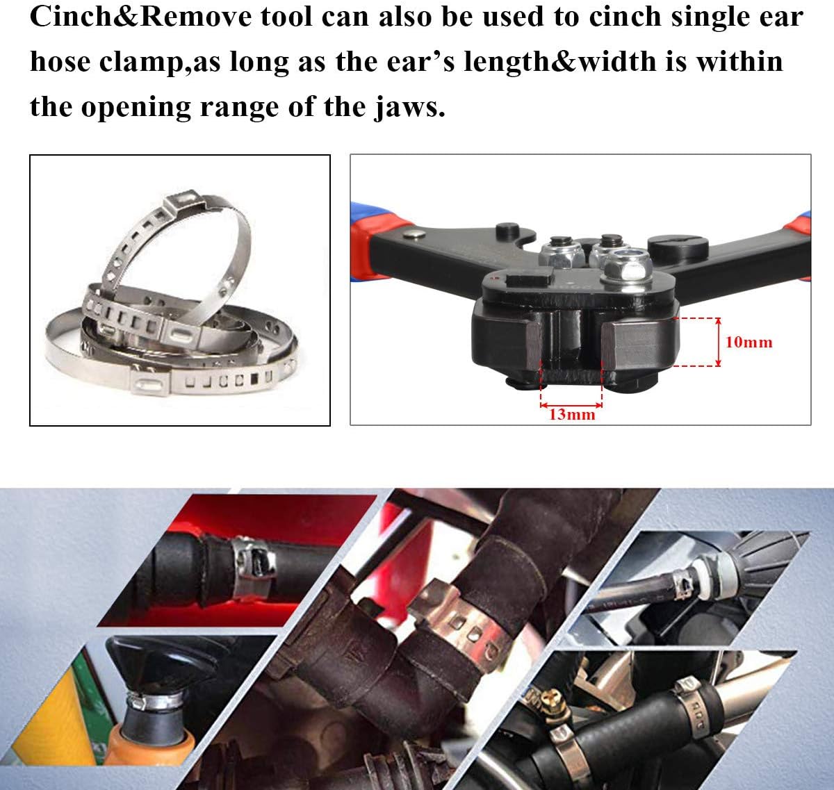 Qibaok PEX Cinch Tool with Removing function for 3/8-inch to 1-inch Stainless Steel Clamps with 1/2-inch 20PCS and 3/4-inch 10PCS and Pex Pipe Cutter