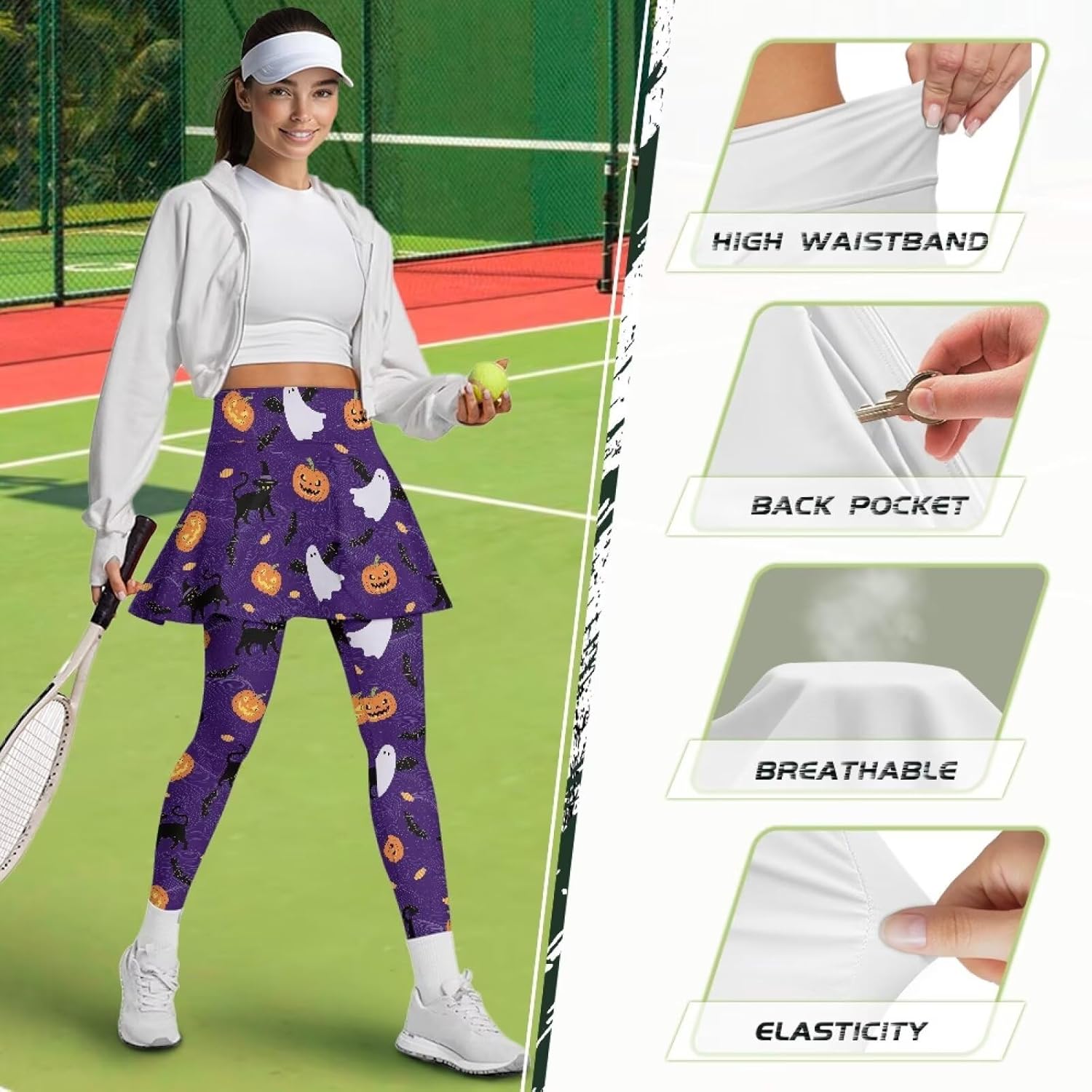 Short Skirt with Leggings for Women Casual Athletic Tennis Golf Pickleball Sports Skirted Legging with Pocket XS-3XL