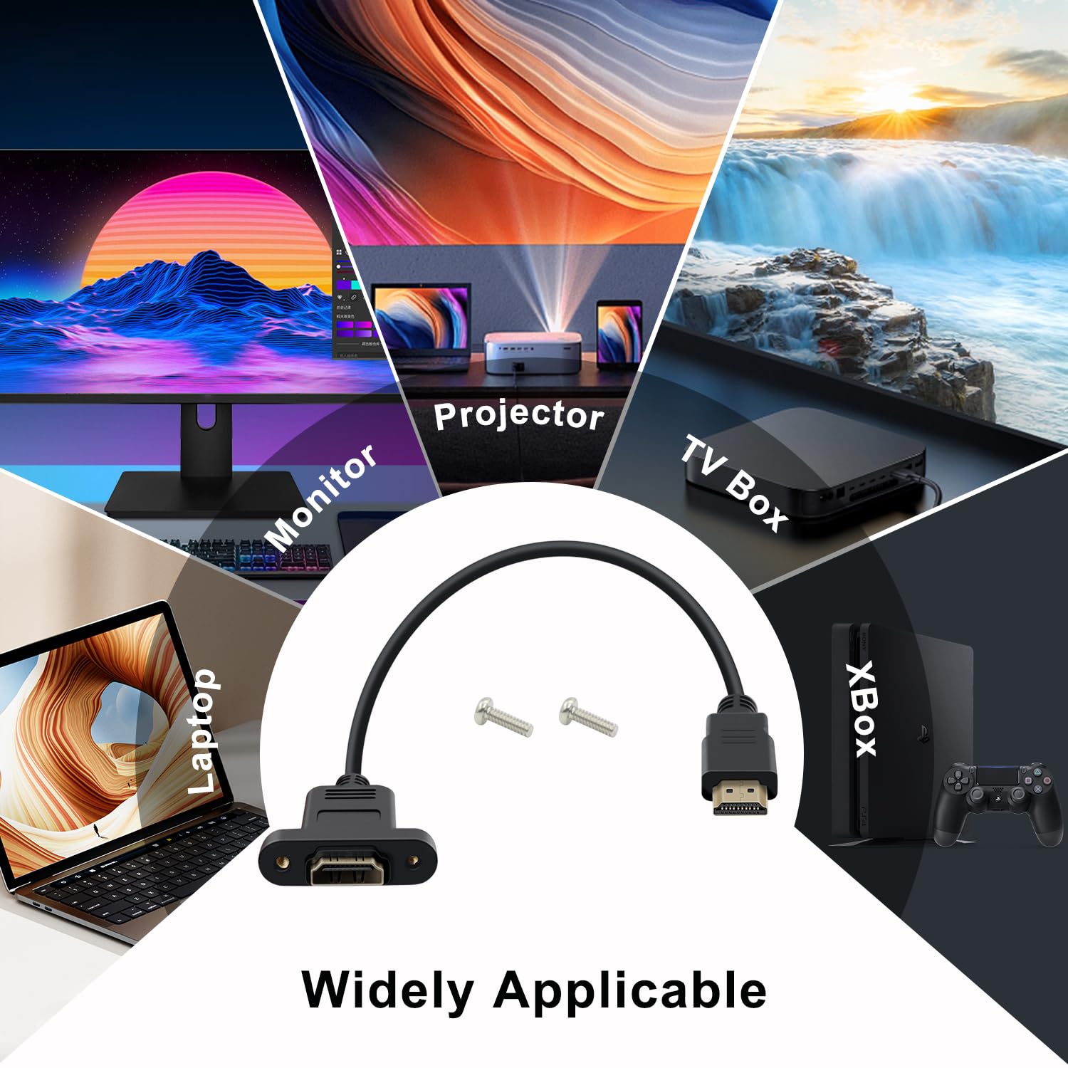 HuaLiSiJi HDMI Extension Cable with Panel Mounted 4K HDMI