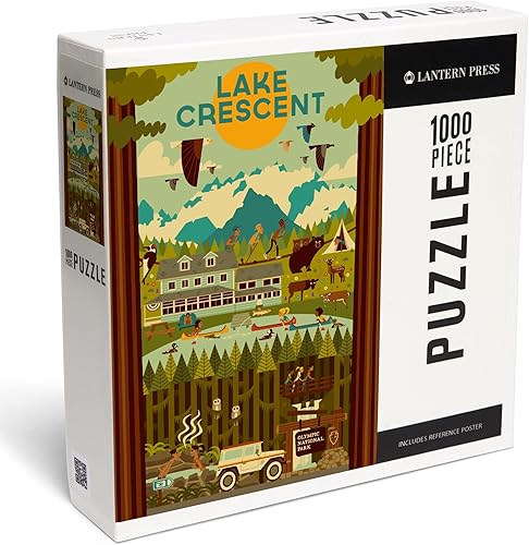 Lake Crescent, Parque Nacional Olímpico, Washington, Serie Parque Nacional Geométrico (rompecabezas de 1000 piezas, rompecabezas desafiante para