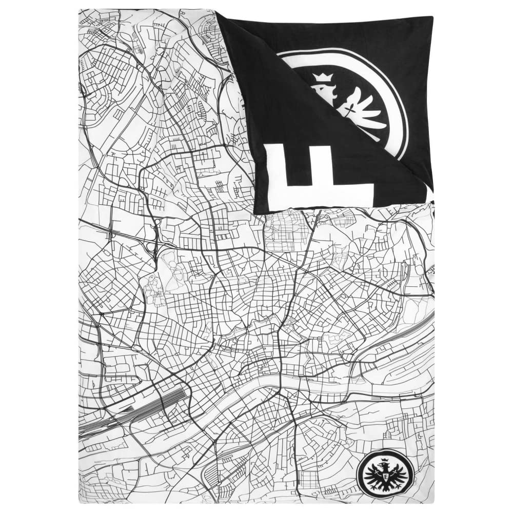 Eintracht Frankfurt Bettwäsche 135 x 200 cm schwarz weiß Baumwolle