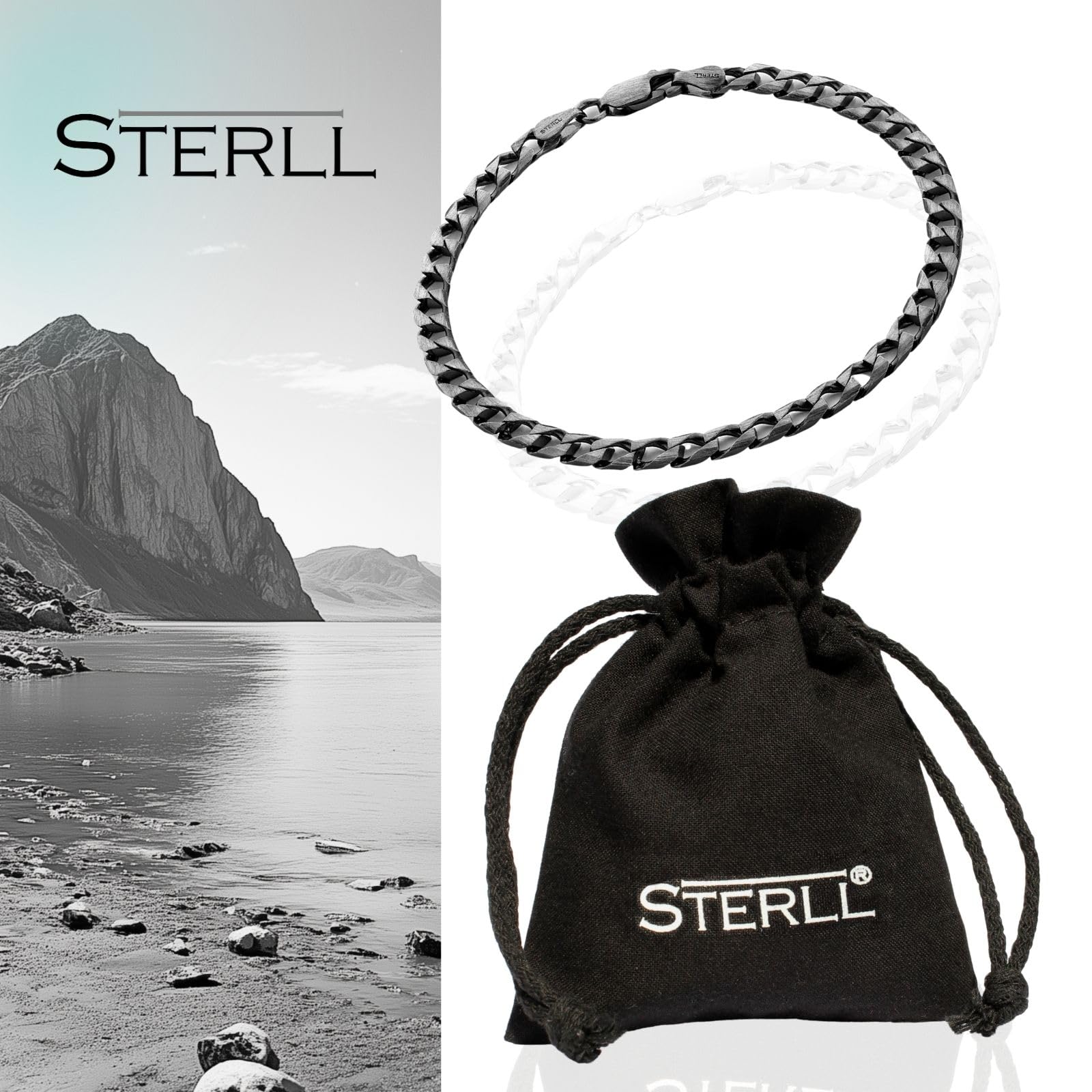 Herren Armband Sterling-Silber 925 Schwarz Oxidiert Eco-Verpackung Männer Geschenke