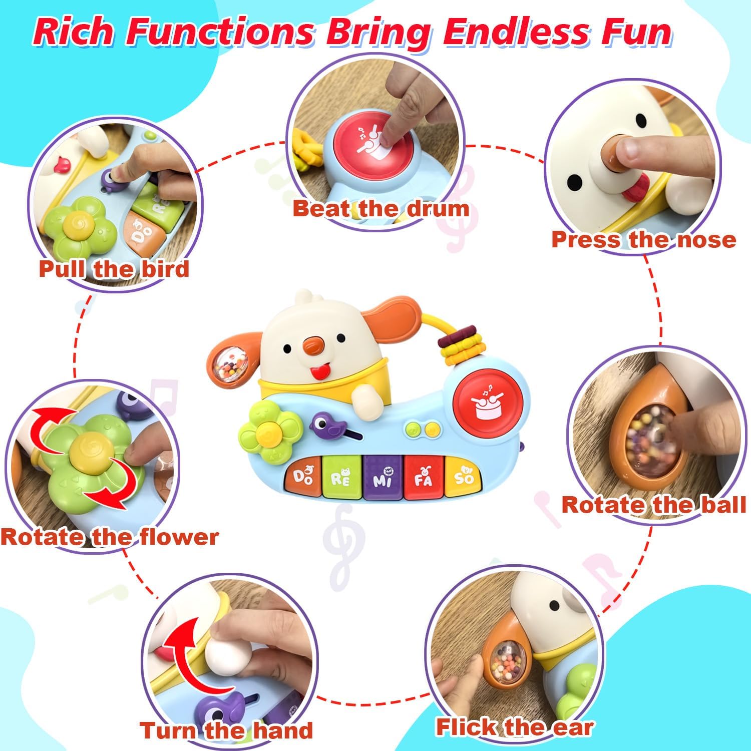 Toddlers Montessori Sensory Musical Piano Keyboard Early Development Learning Educational Musical Instrument Travel Toy for Infant Baby Boy Girl Nursing Birthday image 4 of 6 B0D7CRS9JH