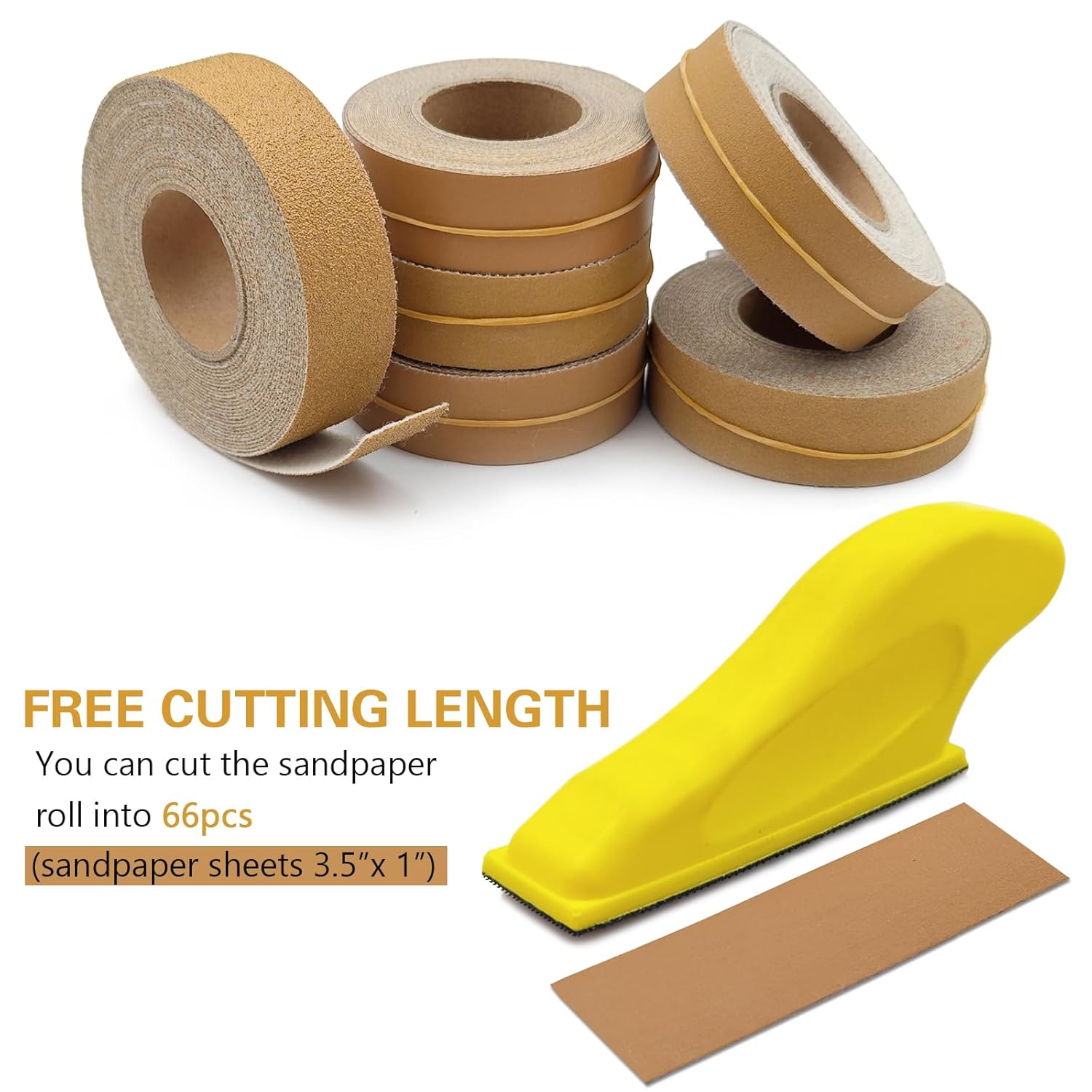 Hand Sander Kit, Assorted Micro Sander Sand Paper 80 150 240 320 400 600 Grits Hoop and Loop Sandpaper with 2pcs Detail Sanders for DIY Crafts Wood Polishing, 6 Rolls 6 Meters/roll