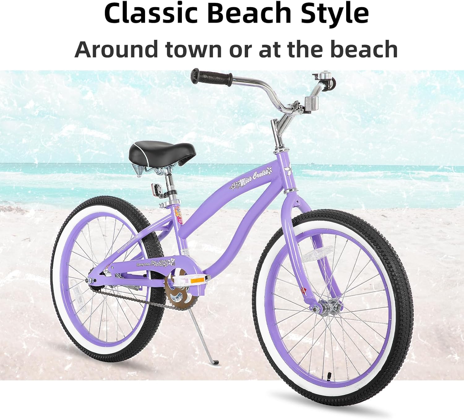 JOYSTAR 20" 24" 26" Beach Cruiser Bike for Girls, Boys, Mens and Womens, Single Speed Kids Cruiser Bikes with Coaster Brake, Multiple Colors