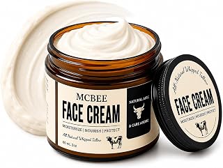 McBee Beef Tallow for Face, Whipped Tallow Moisturizer with 7-Ingredient Formula | Farm-Made Daily Face Moisturizer for Dry & Tight-Feeling Skin | Lightweight Non-Greasy Feel | 2 oz