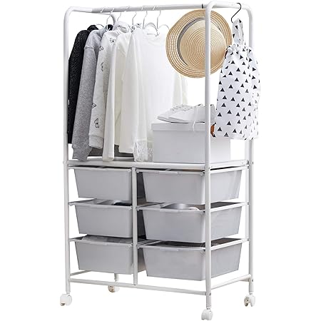 Amazon Co Jp Lowya ロウヤ ハンガーラック スリム コンパクト おしゃれ 収納 幅63 5cm ホワイト グレー ホーム キッチン