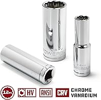 Vista 3 de Powerbuilt 3/8 de pulgada x 1/2 pulgada SAE Deep Socket, 12 puntos, cromo-vanadio, marca de tamaño - 940046
