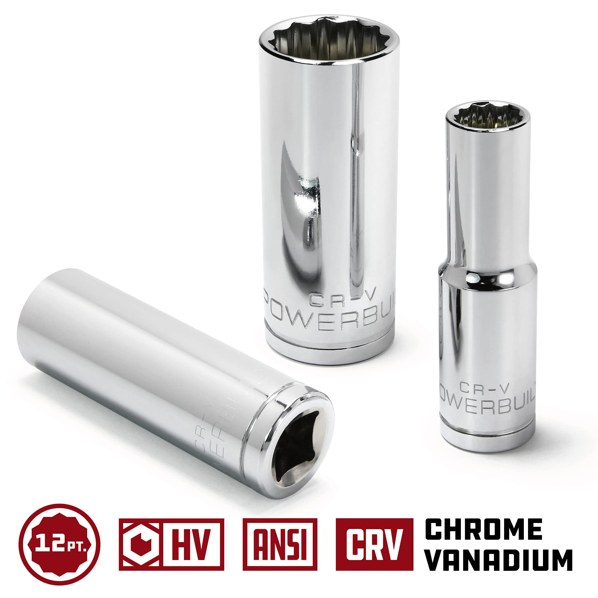 Powerbuilt 940063 3/8" Dr. 12 Pt. Metric Deep Well Socket, 13mm, Silver - Image 3
