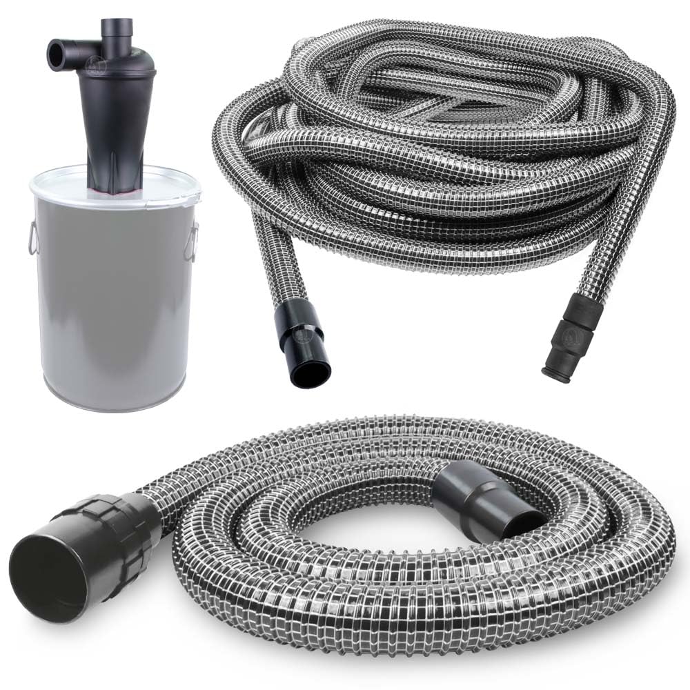 PRIMEBAG Zyklon-Vorabscheider-Set mit Gewebeschlauch für alle Industriesauger mit 58mm Anschluss (3 Meter)