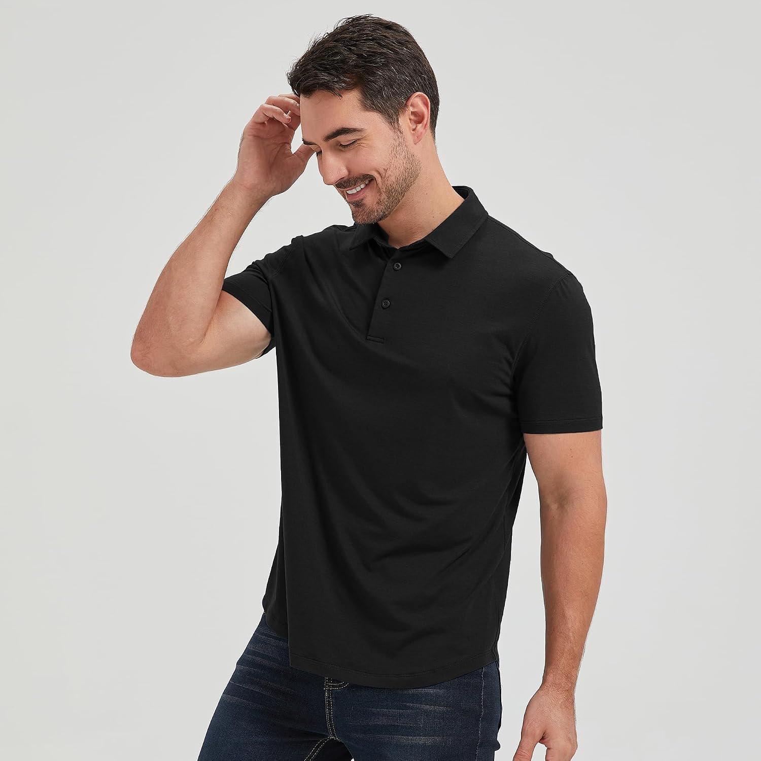 netdraw Mens Ultra Soft Bamboo Viscose Polo Curved Hem UPF 50+ Short Sleeve Casual Collared Golf Shirt