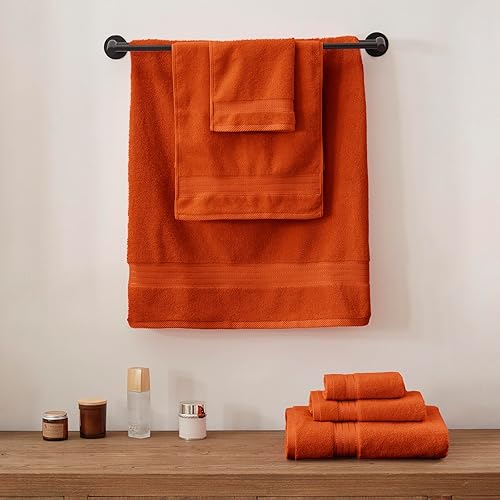 Miniatura 3 de COZYART - Juego de 2 toallas de baño de algodón, color naranja, 27 x 54 pulgadas, súper suaves, altamente absorbentes, duraderas, 19.17 ozyd, para