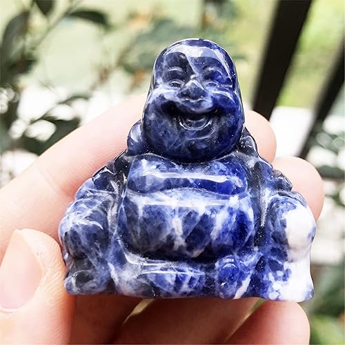 Vista 10 de Fekuar Estatua de Buda Feliz de Aventurina Roja, tallada a mano Maitreya Laughing Buda, escultura de bolsillo de cristal curativo de 1.5 pulgadas