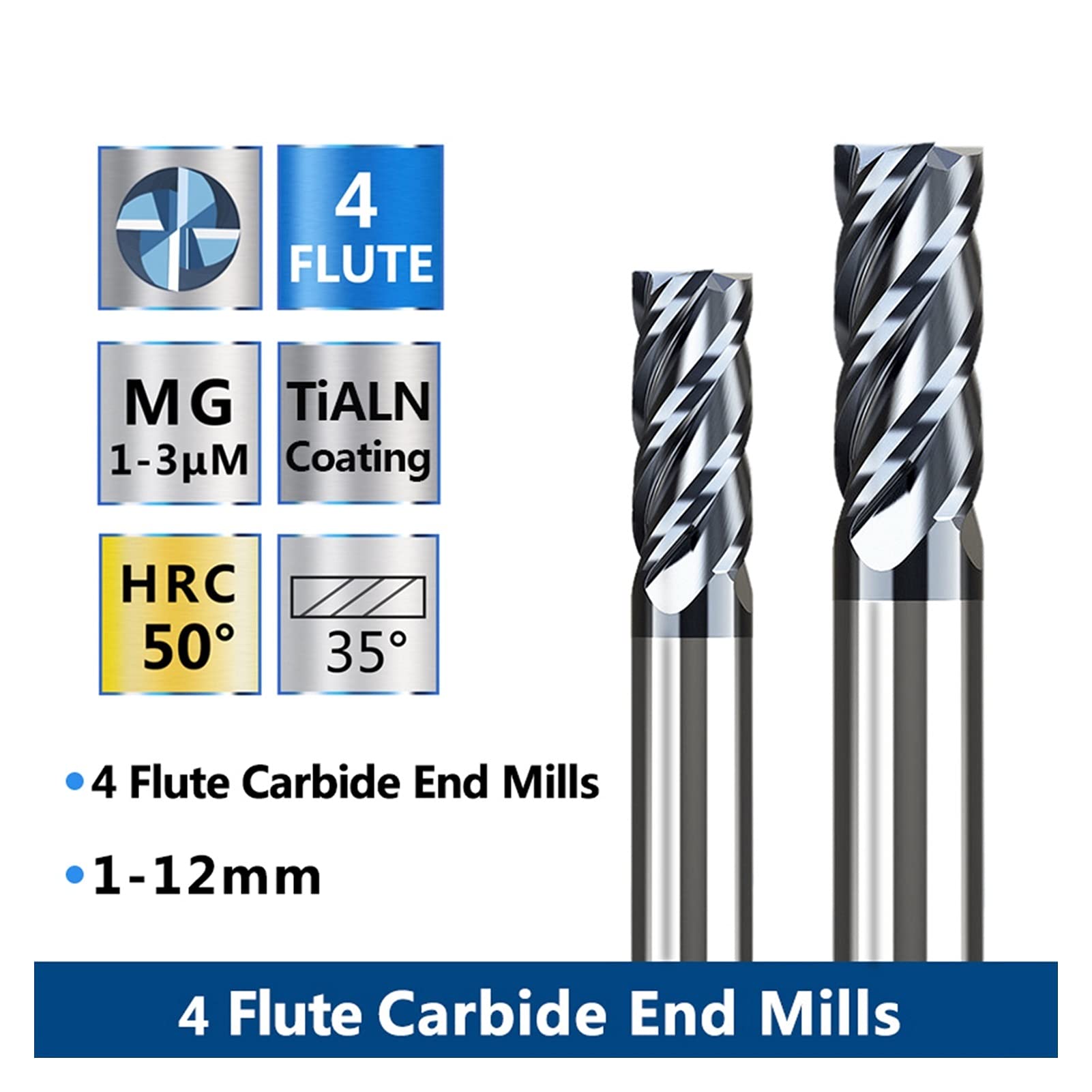 Zestaw bitów routera 4 Fletu Frezarka końcowa Carbide 5/7 / 8 sztuk 1-12mm Frezarki CNC Frezy trzpieniowe JIYAMI'EN EL (Size : 7pcs 1 8mm Set)