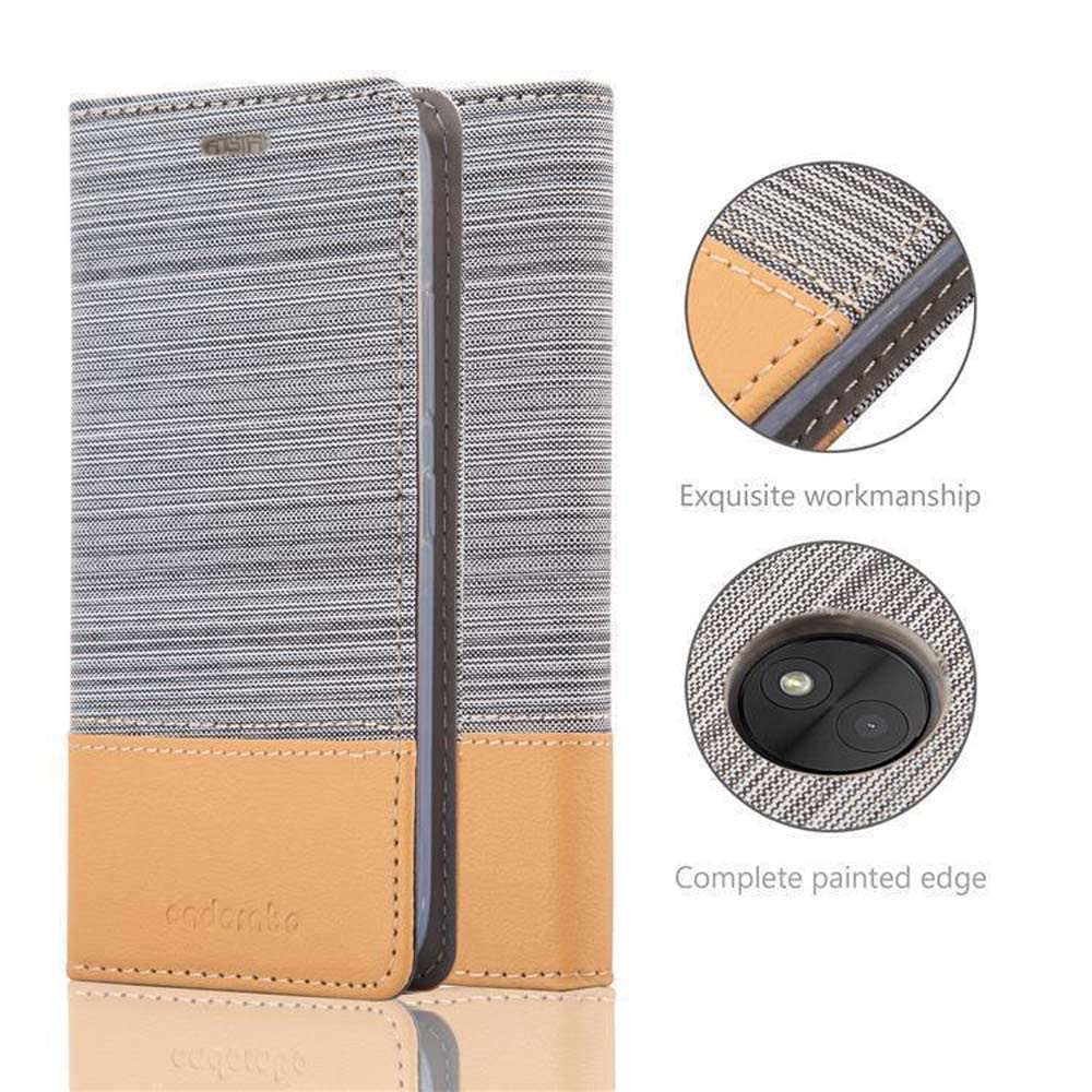 Cadorabo Custodia Libro per Motorola Moto C Plus in Grigio Fiore - in