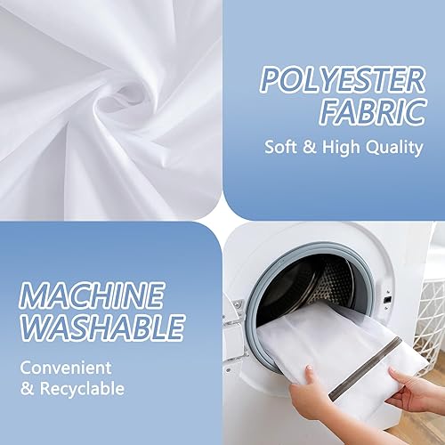 Miniatura 4 de Furlinic Forro de cortina de ducha impermeable de poliéster blanco de 72 x 72 pulgadas, forro de tela de secado rápido con dobladillo pesado, 12