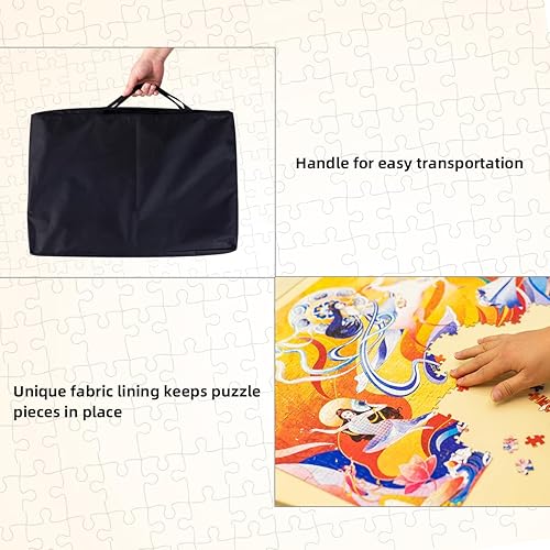 Miniatura 5 de Tablero de rompecabezas de 1000 piezas de 31 x 21.5 pulgadas, organizador portátil para rompecabezas, mesa de rompecabezas con bandejas de