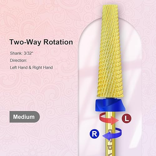 Miniatura 6 de Depvko Brocas de uñas súper largas 5 en 1, brocas de carburo de tungsteno de 332 pulgadas, rotación bidireccional, brocas de seguridad avanzadas