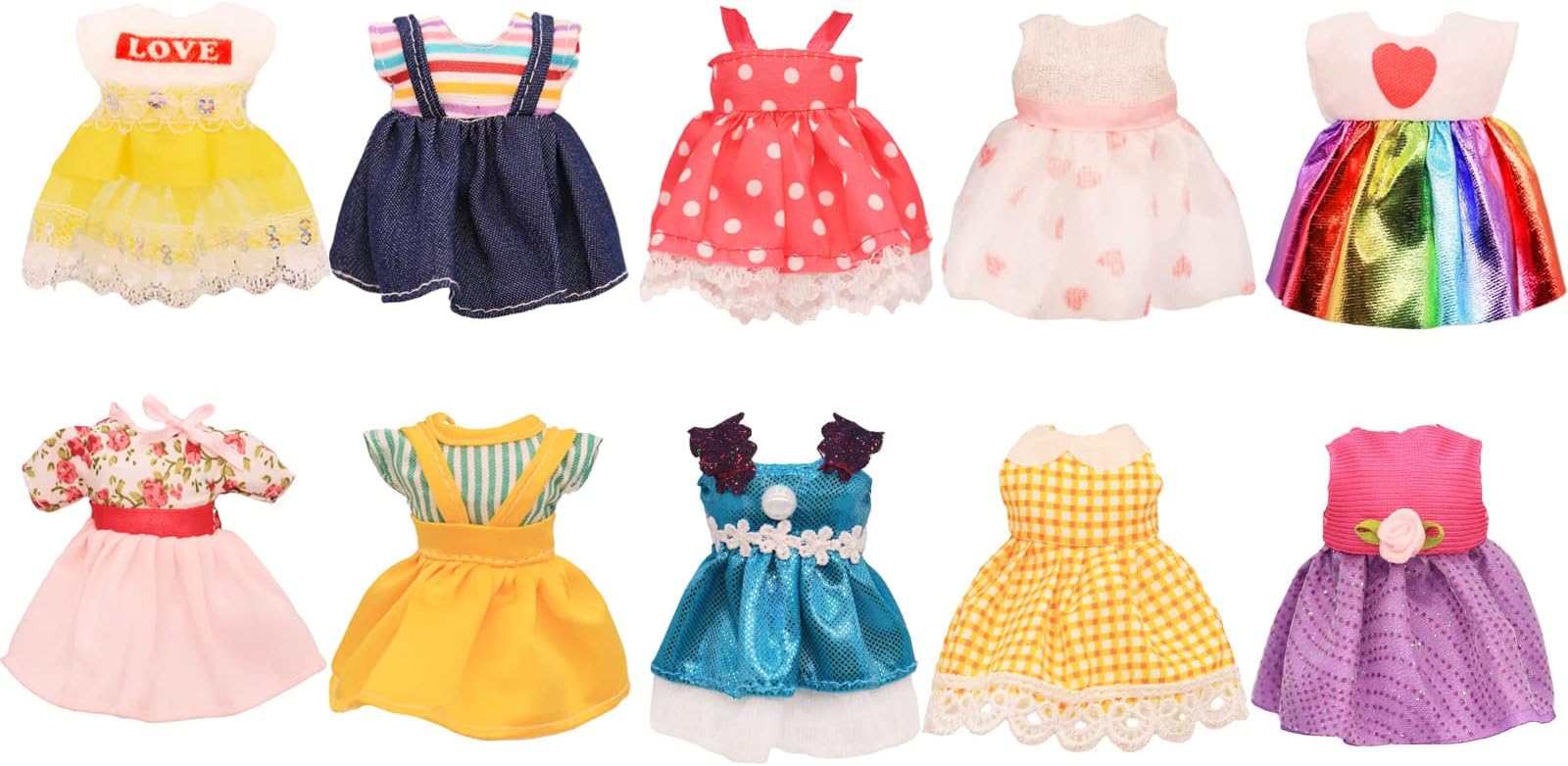 10 Set 6 inch Chelsea Girl Doll Clothes Mini Petite Princess Doll Dresses for Kids Birthday Gifts