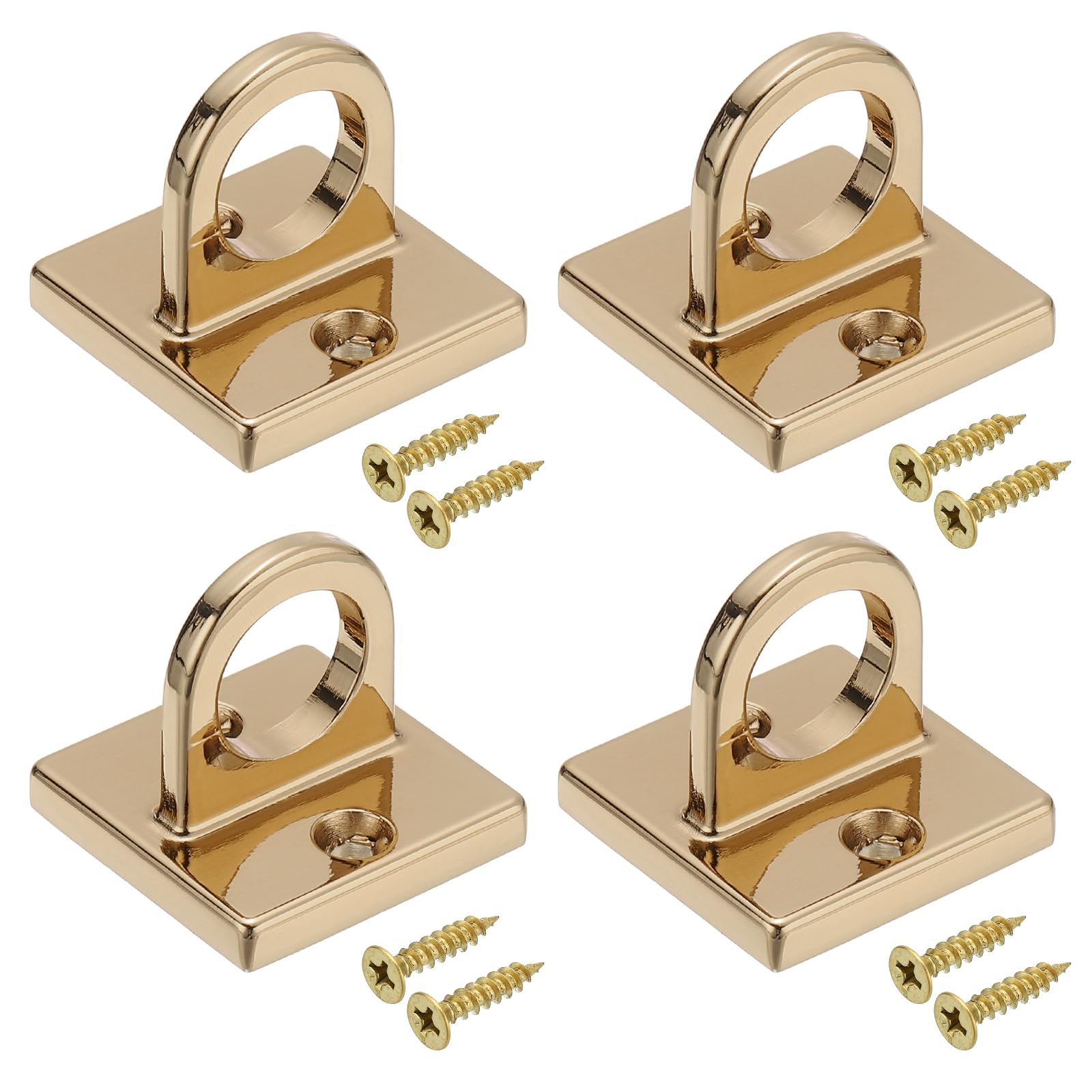 PATIKIL Pad Öse Platte U Haken 4 Packung Metall Decken Haken Wand Halterung Schlaufe mit Schrauben Hardware Ring Haken für Aufhängen von Seil An Warteschlange Absperrung Matt Golden