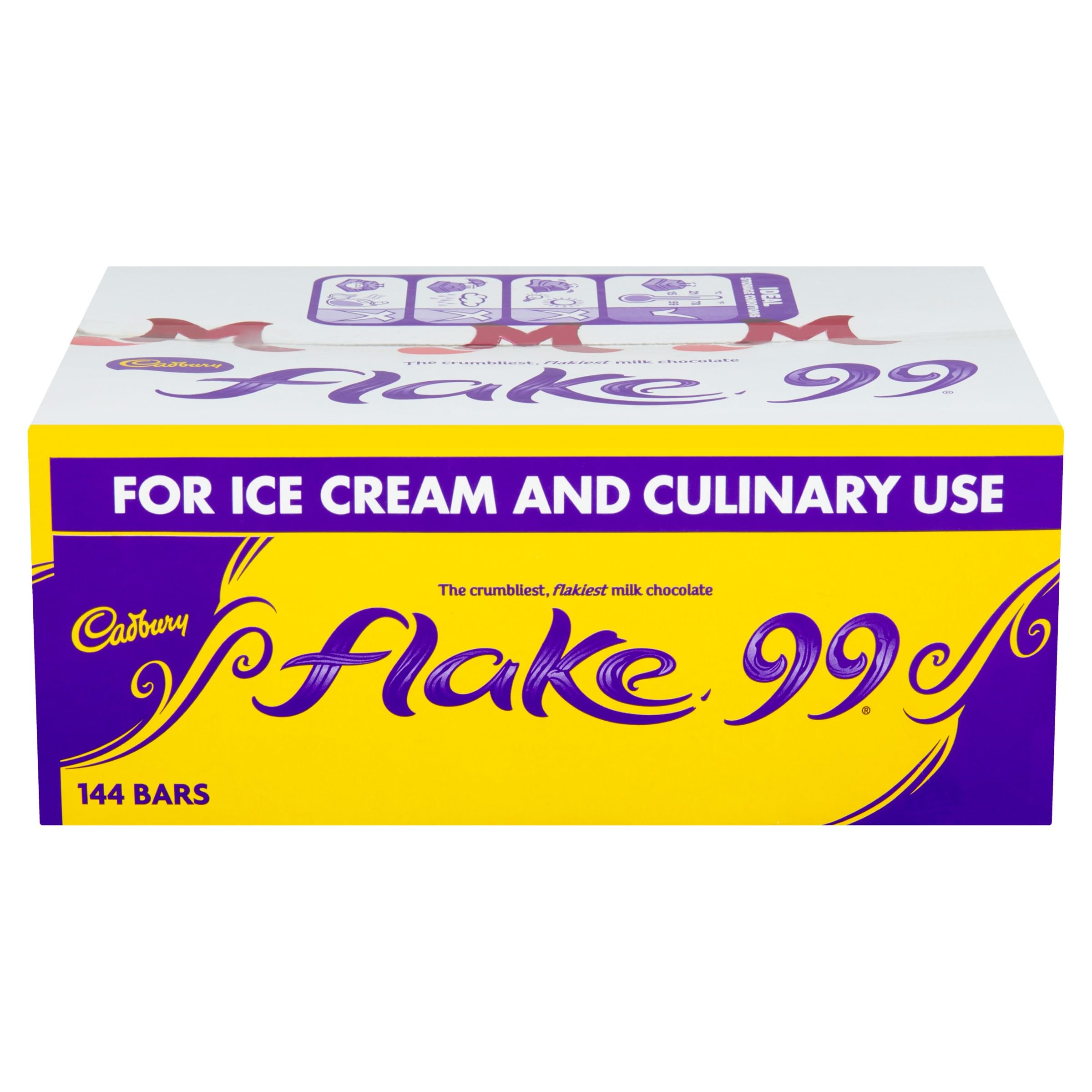 Cadbury Flake 99 Milk Chocolate Bars, Perfect for Ice Creams, Baking and Culinary Use (Box of 144 Bars)