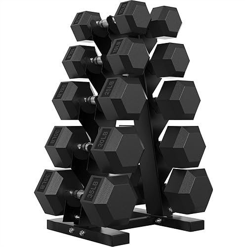 Hex Weights Dumbbells Set with Rack, 100-550 lb Rubber Coated Dumbbell Sets with Storage, Free Hand Weight for Strength Training, Exercise, Fitness,