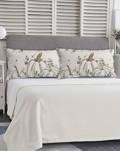 Miniatura 5 de Fundas de almohada de eucalipto y calabaza, tamaño King, fundas de almohada suaves para cama, fundas decorativas de lujo para sofá de cuerpo largo
