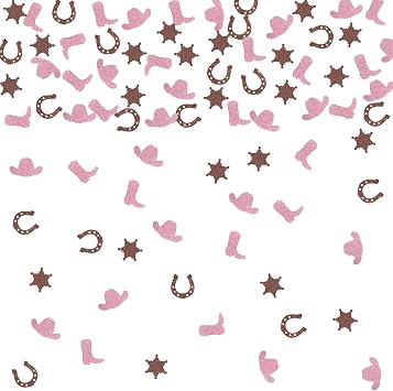 Glitter Cowgirl Confetti, Western Theme Birthday/Baby Shower/Wedding/Bachelorette Party Table Decorations, Wild West Kids Girls Birthday Party Scatters Confetti, Lets Go Girls Party DIY