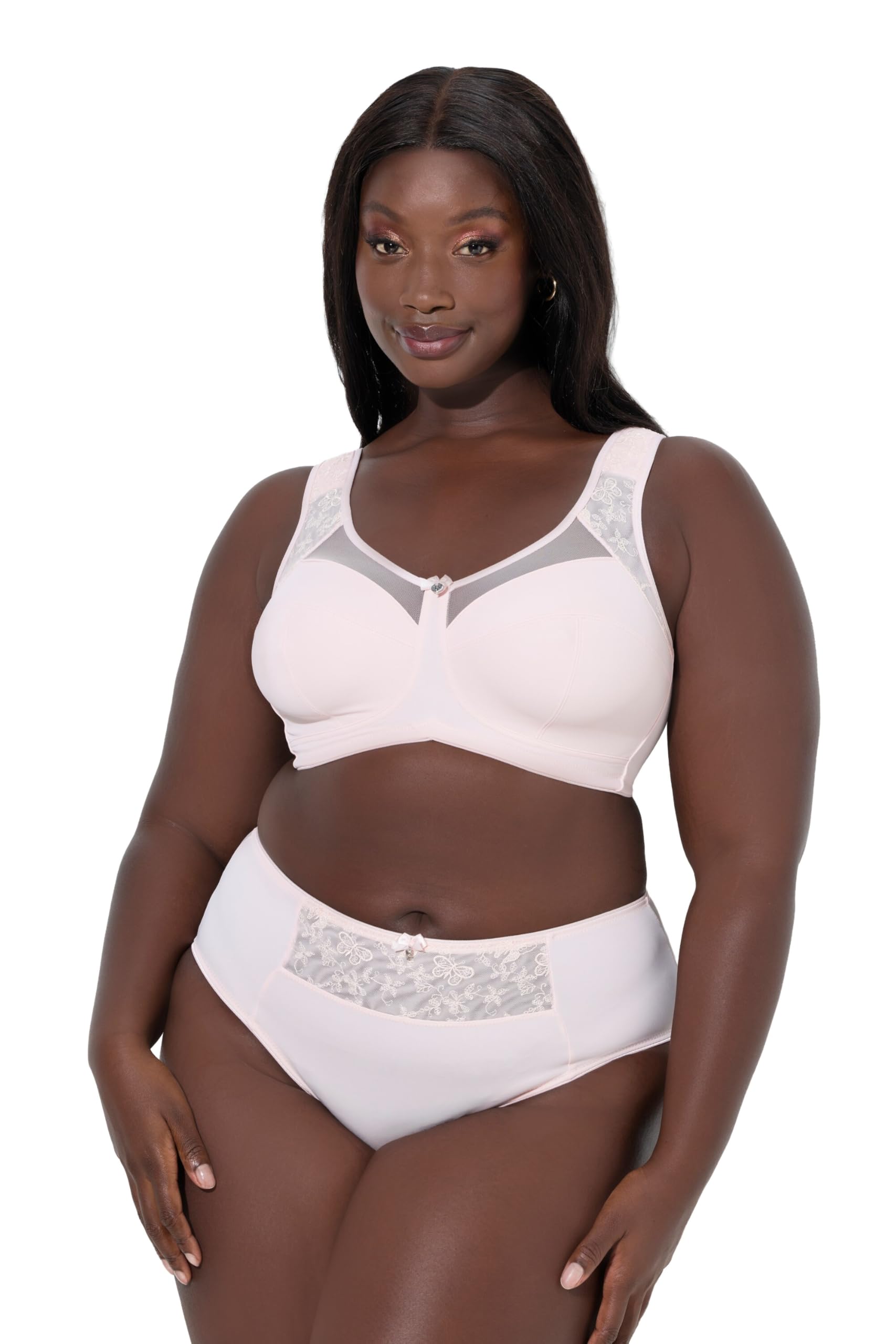 Ulla Popken Damen große Größen Übergrößen Plus Size Entlastungs-BH, ohne Bügel, Stickerei 845500