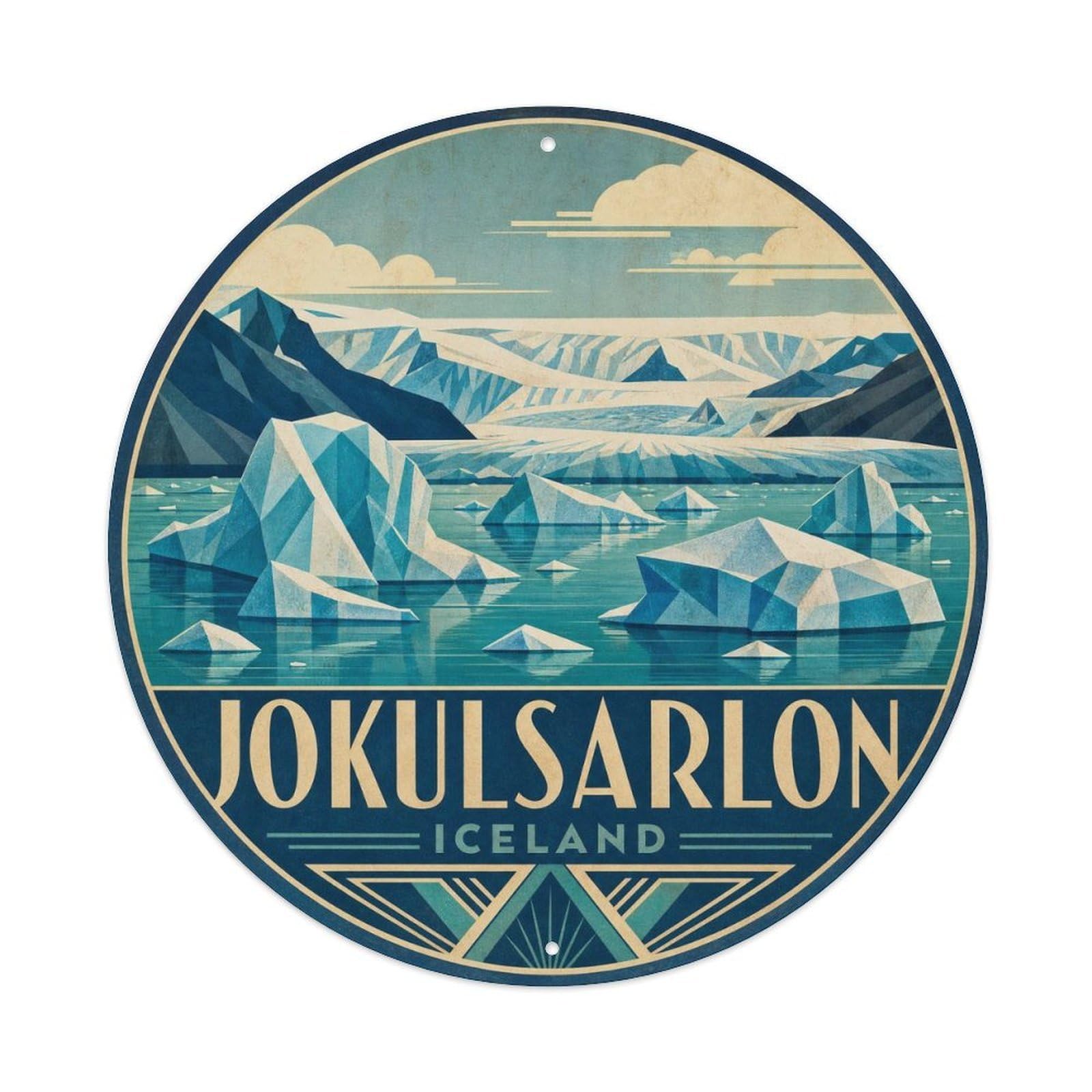Travel Vintage Iceland Jokulsarlon Vintage Metal Tin Sign Plaque Wall Decor for Cafe, Club Bar, Office, Garden Metal Poster 8x8Inch
