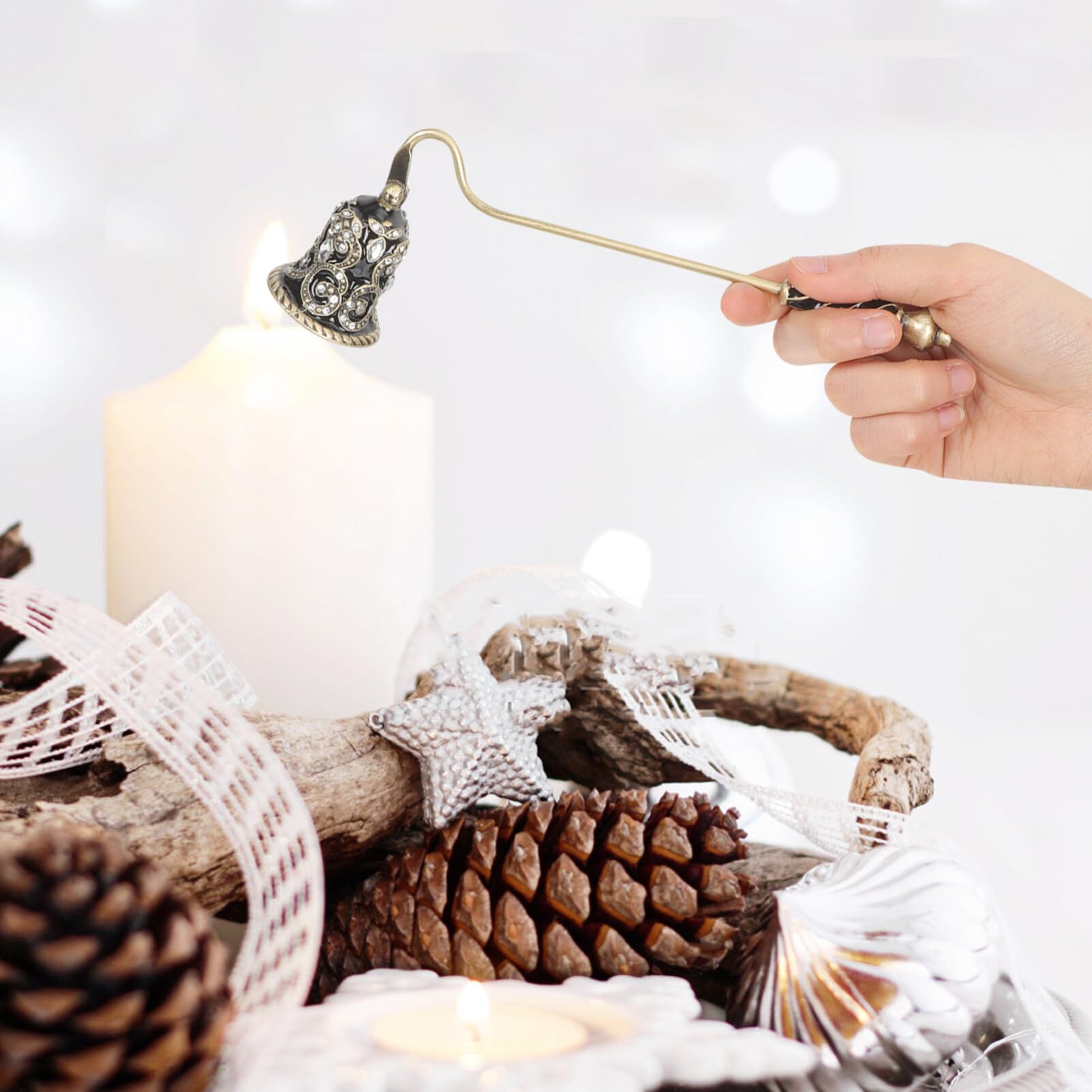 Luxshiny Spegnicandele Manico per Candele Profumate Stoppino in Ceramica per Candele da tè e Aromaterapia Accessorio Decorativo per Casa