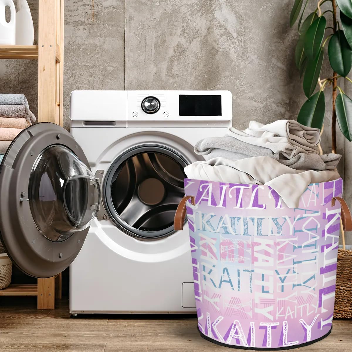 Custom Name Collapsible Laundry Basket With Handles Personalized Waterproof Oxford Cloth Dirty Clothes Hamper for Bathroom, Bedroom, Living Room (Design 2)